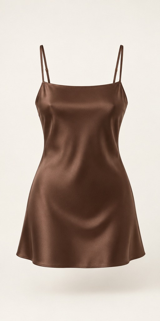 Cocoa Silk Slip, Cocoa Brown, front view