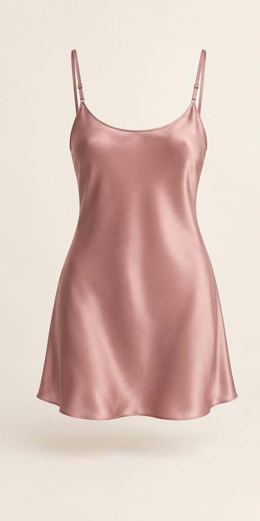 Rosé Silk Slip, Dusty Rose, front view